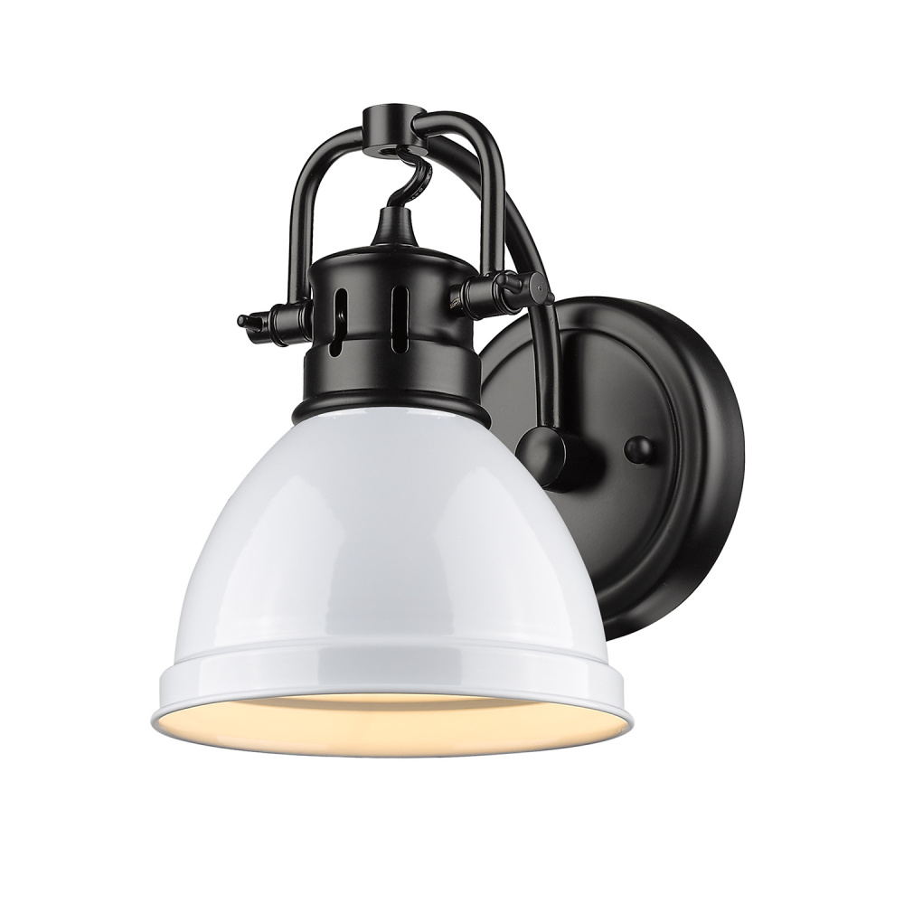 Yep by Golden Lighting Duncan 1-light Vanity in Matte Black and White shade